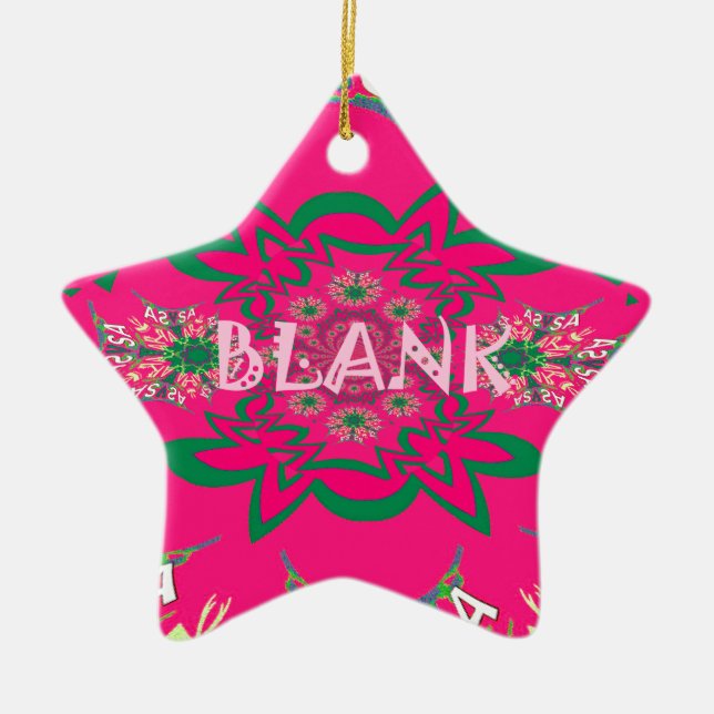 Blank Baby Vivid Pink Floral Purple Shade Monogram Ceramic Ornament (Front)