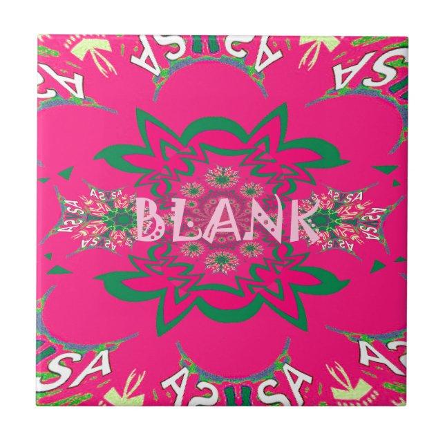 Blank Baby Vivid Pink Floral Purple Shade Monogram Ceramic Tile (Front)