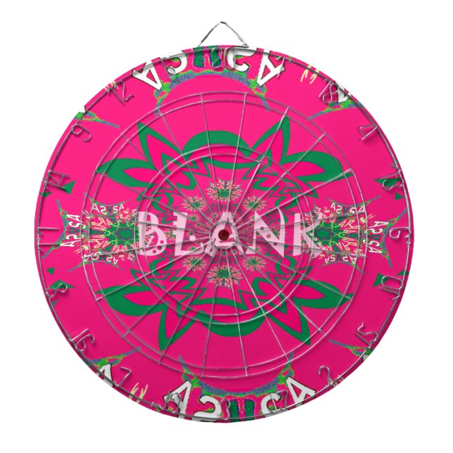 Blank Baby Vivid Pink Floral Purple Shade Monogram Dartboard With Darts (Front)