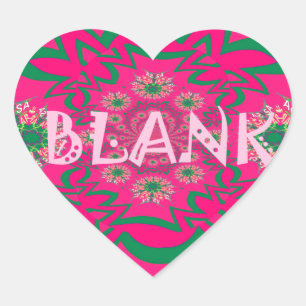 Blank Baby Vivid Pink Floral Purple Shade Monogram Heart Sticker