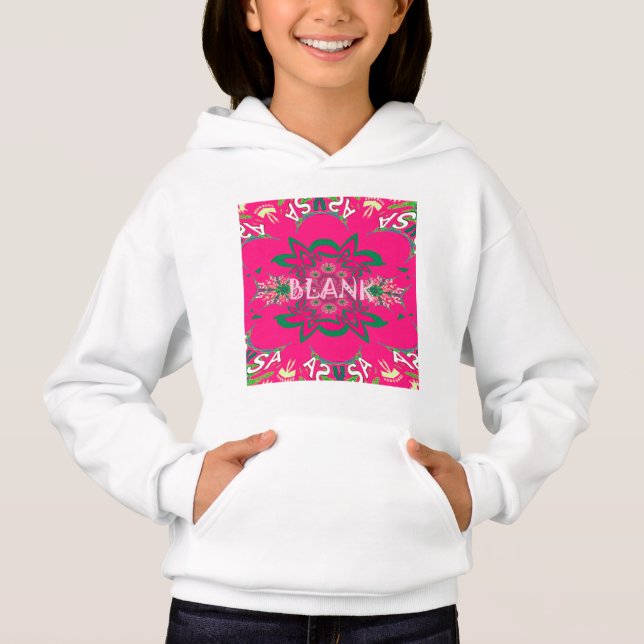 Blank Baby Vivid Pink Floral Purple Shade Monogram Hoodie (Front)