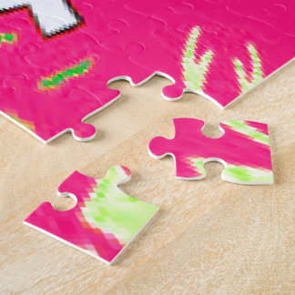 Blank Baby Vivid Pink Floral Purple Shade Monogram Jigsaw Puzzle