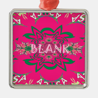 Blank Baby Vivid Pink Floral Purple Shade Monogram Metal Ornament