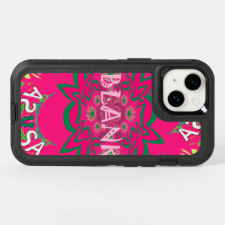 Blank baby vivid pink floral purple shade monogram OtterBox iPhone 14 case