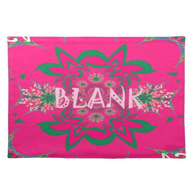 Blank Baby Vivid Pink Floral Purple Shade Monogram Placemat (Front)