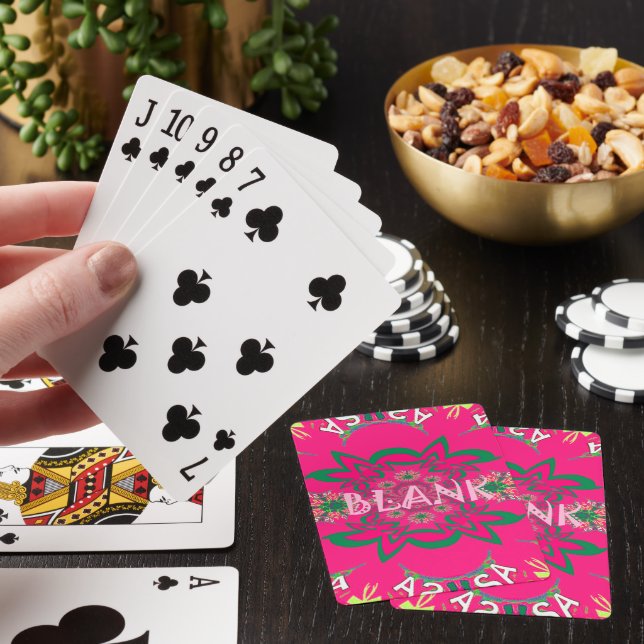 Blank Baby Vivid Pink Floral Purple Shade Monogram Poker Cards (In Situ)