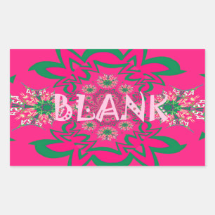 Blank Baby Vivid Pink Floral Purple Shade Monogram Rectangular Sticker