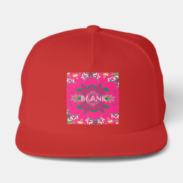 Blank Baby Vivid Pink Floral Purple Shade Monogram Snap Back Hat (Front)