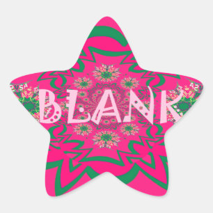 Blank Baby Vivid Pink Floral Purple Shade Monogram Star Sticker