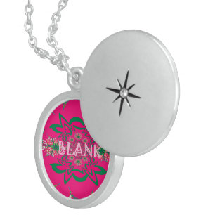 Blank Baby Vivid Pink Floral Purple Shade Monogram Sterling Silver Necklace