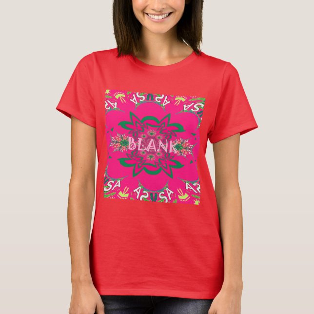 Blank Baby Vivid Pink Floral Purple Shade Monogram T-Shirt (Front)