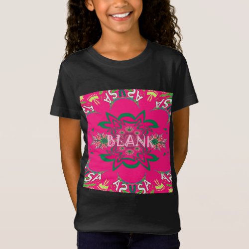 Blank baby vivid pink floral purple shade monogram T_Shirt