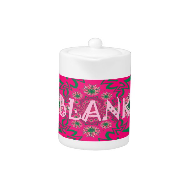 Blank Baby Vivid Pink Floral Purple Shade Monogram Teapot (Front)