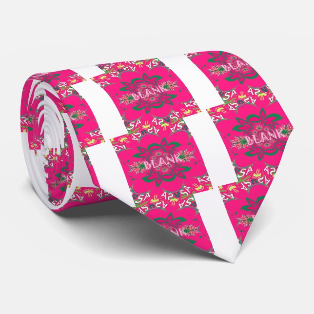 Blank Baby Vivid Pink Floral Purple Shade Monogram Tie (Rolled)