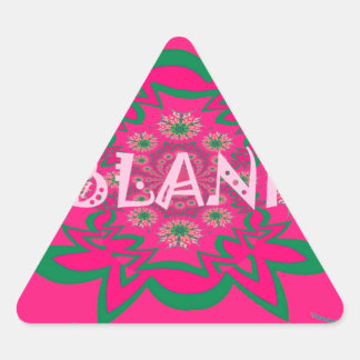 Blank Baby Vivid Pink Floral Purple Shade Monogram Triangle Sticker