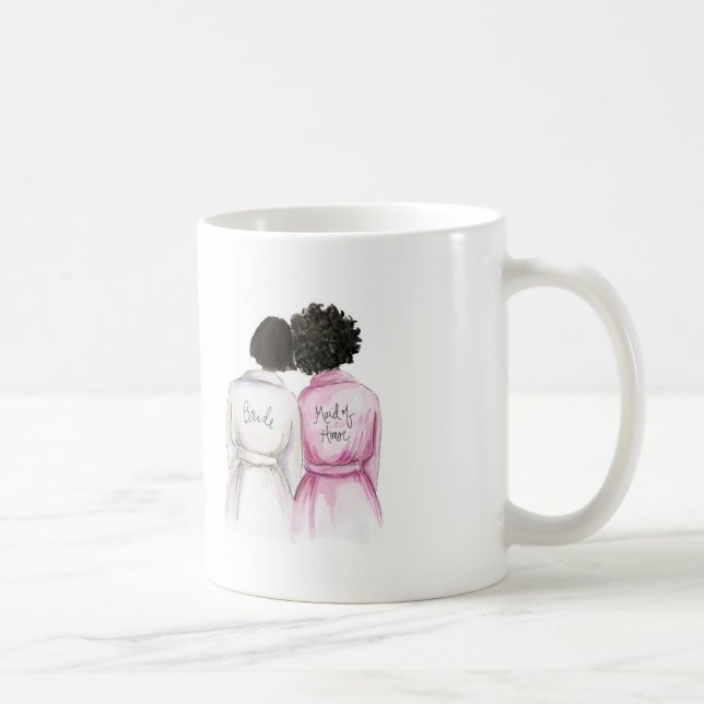 BLANK BACK Mug Black Bob Bride Dk Curls Maid of H (Right)