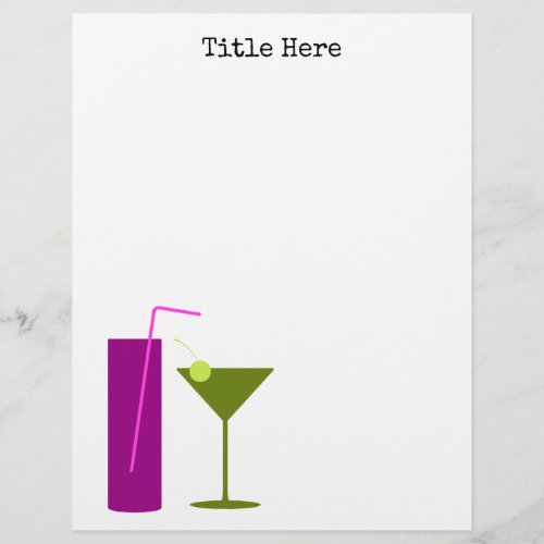 Blank Bar Drinks Cocktails Title Template Paper