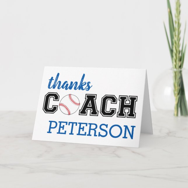 Blank baseball coach thank you card - 2018 season (Front)