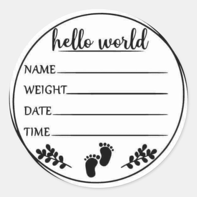 Blank Birth Stats  Classic Round Sticker (Front)