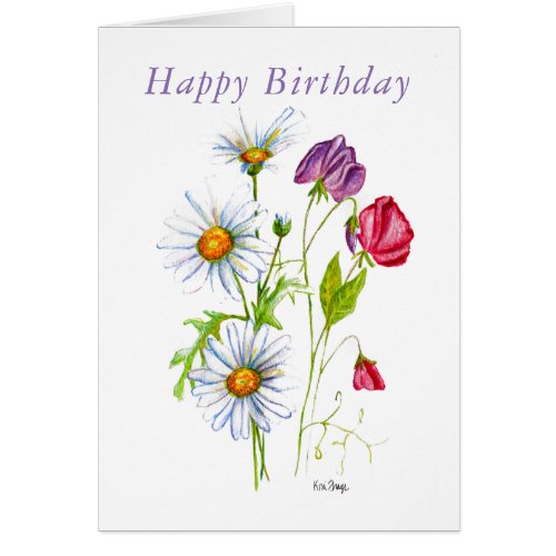Blank birthday card April birth flowers