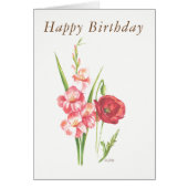 Blank birthday card August birth flowers (Front)