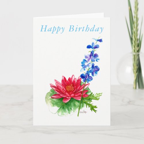Blank birthday card July birth flowers