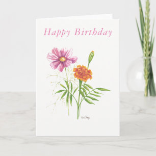 Blank birthday card October birth flowers