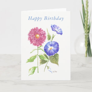 Blank birthday card September birth flowers