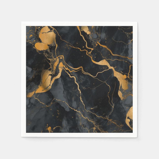 Blank Black and Gold Party Napkins (Front)