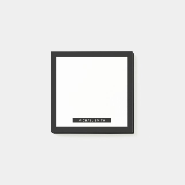 Blank Black and White with Custom Name Post-it Notes (Front)