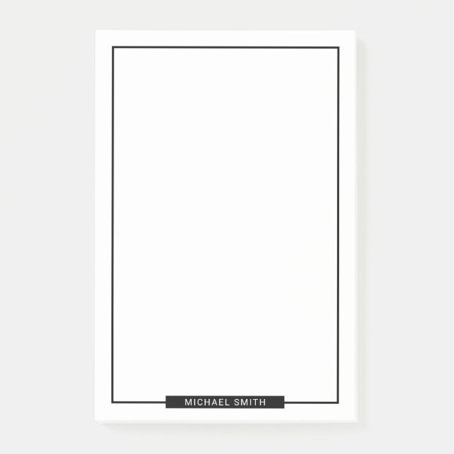 Blank Black and White with Custom Name Post-it Notes (Front)