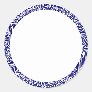 Blank blue and white floral Label