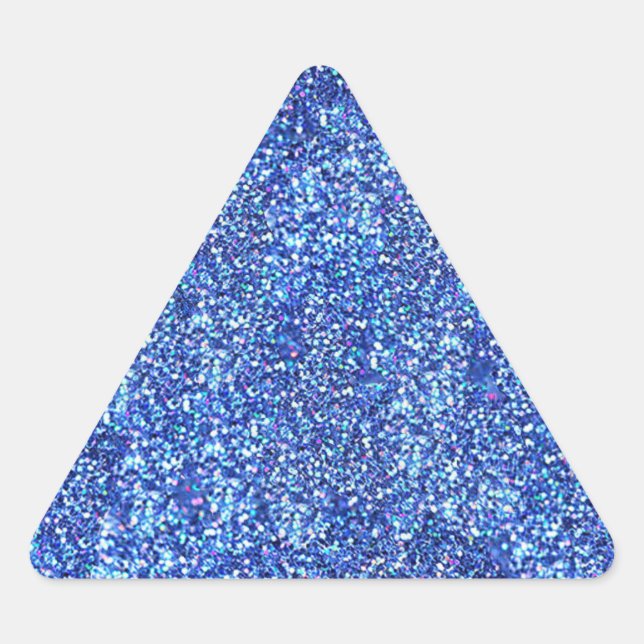 Blank Blue Glitter Look Glamorous Modern Template Triangle Sticker (Front)