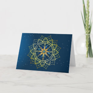 Blank Blue & Gold Mandala Christmas Card