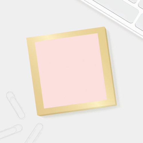 Blank Blush Pink and Faux Gold Foil Post_it Notes