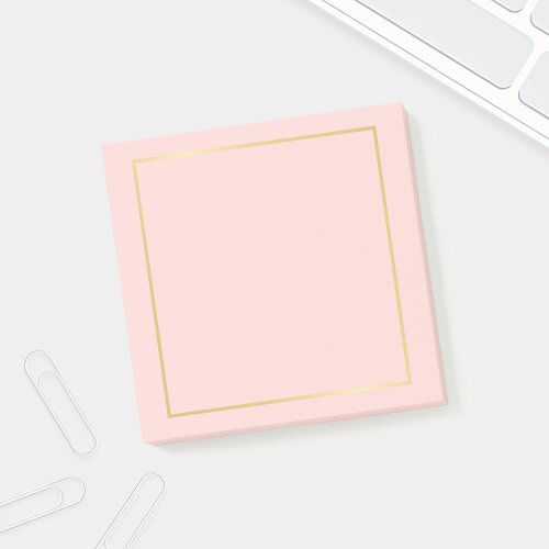 Blank Blush Pink and Faux Gold Foil Post_it Notes