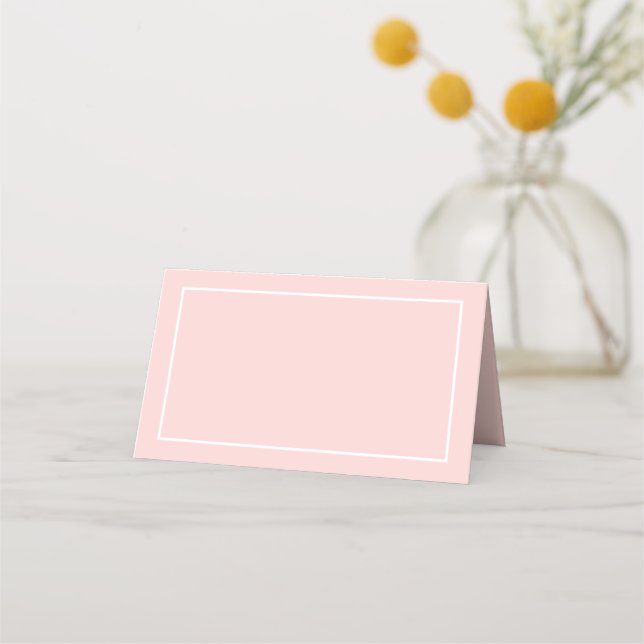 Blank Blush Pink and White Wedding Place Card (Front)