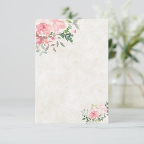 Blank Blush pink watercolor floral wedding  Invitation