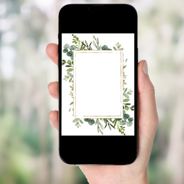 Blank Botanical Gold Greenery Invitation (Front Digital)