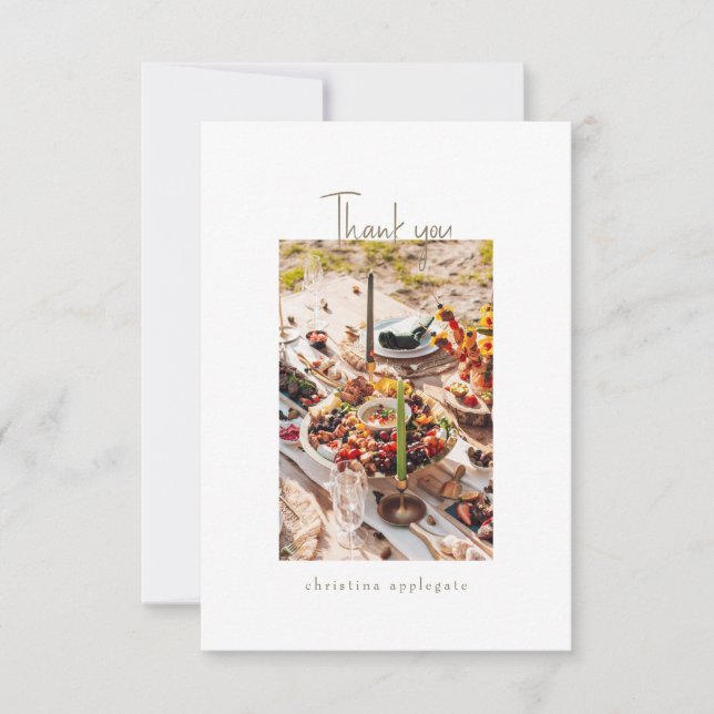 Blank Bridal Shower Gold Text Photo Thank You Card (Front)