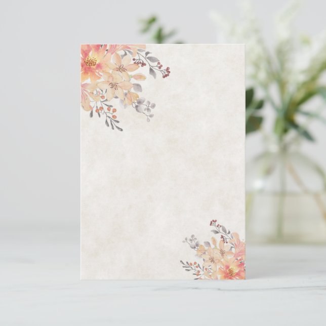 Blank budget Apricot watercolor floral wedding  Invitation (Standing Front)