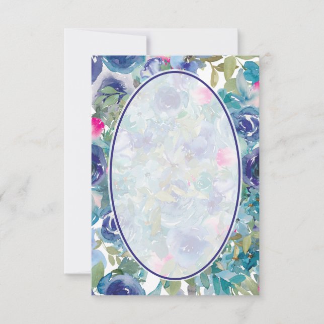 Blank budget Blue floral background wedding  Invitation (Front)