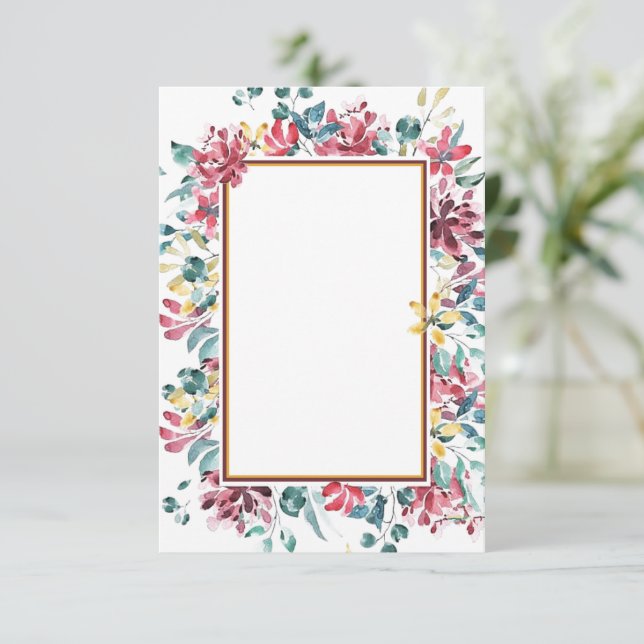 Blank budget Bright floral wedding  Invitation (Standing Front)