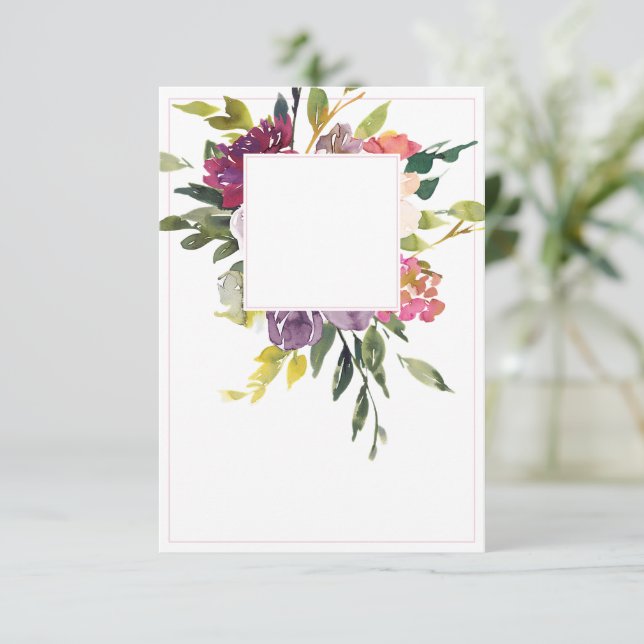 Blank budget Burgundy and purple floral wedding Invitation (Standing Front)