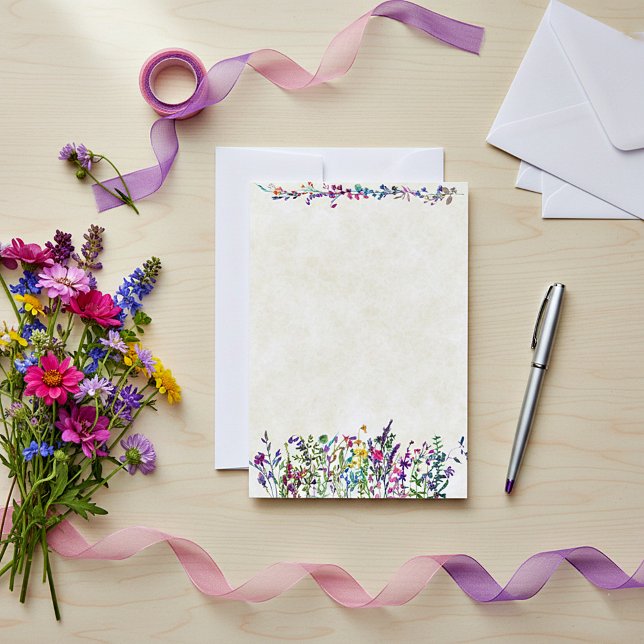 Blank budget Colorful wildflowers wedding  Invitation (Creator Uploaded)
