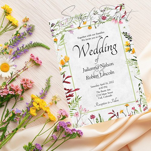 Blank Budget Garden floral wedding  Invitation