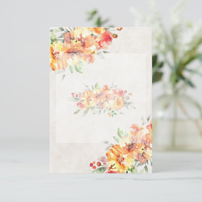 Blank budget Ginger watercolor floral wedding  Invitation (Standing Front)
