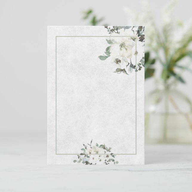 Blank budget Ivory watercolor floral wedding  Invi Invitation (Standing Front)