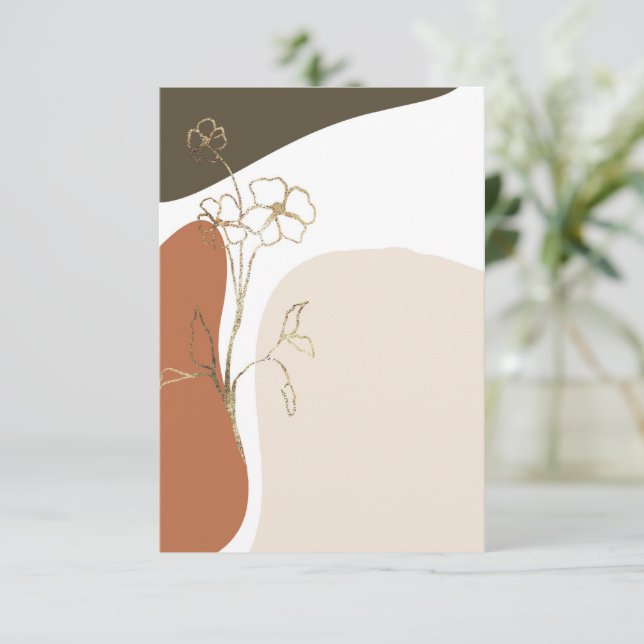 Blank budget Modern floral wedding  Invitation (Standing Front)