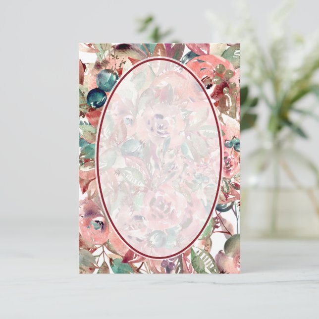 Blank budget Orange floral background wedding  Invitation (Standing Front)